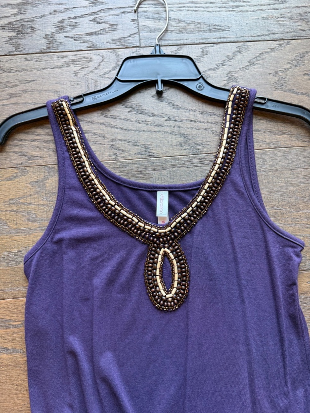 Xhilaration Purple Beaded Romper XS Sleeveless Stretch One-Piece Boho
